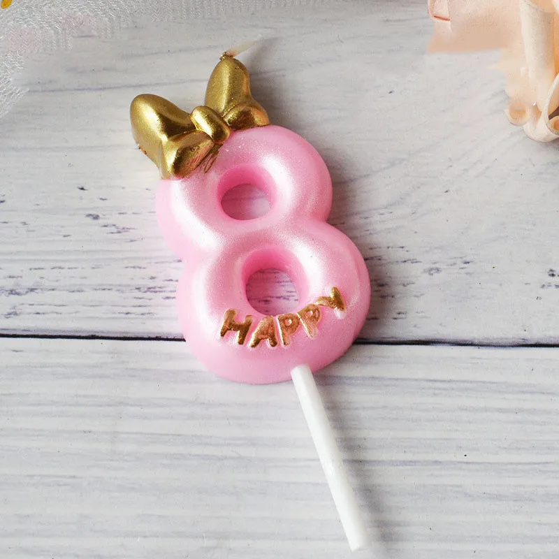 number 8 pink GIHOO свечи для торта с цифрами, свечи для дня рождения 0, 1, 2, 3, 4, 5, 6, 7, 8, 9 лет, украшения для свадебного торта - Цвет: number 8 pink