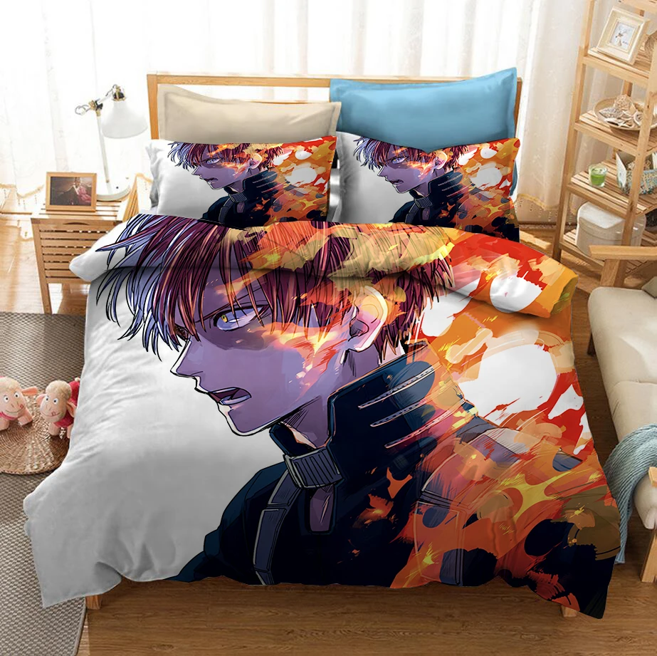 Anime My Hero Academia Bedding Set 3D Print Cartoon Queen King Size Duvet Covers Pillowcases Comforter Bedclothes Bed Linen Kids christmas duvet cover