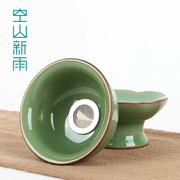 Empty Mountain Xinyu Longquan Celadon Kung Fu Tea Set Accessories Ceramic Lotus Saucer Tea Strainer Tea Filter Customizable