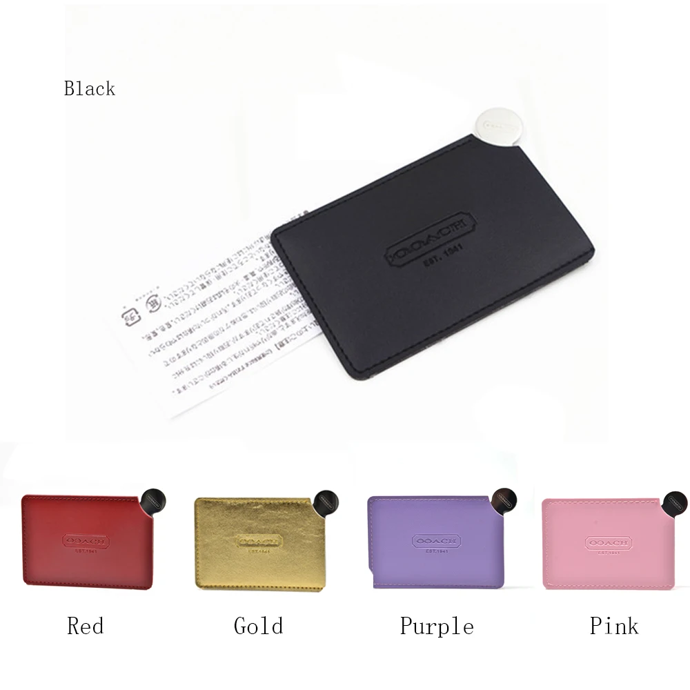 1PC Portable Shatter Proof Card Style Pocket Cosmetic Mirror PU Leather Cover Stainless Steel Unbreakable for treval party 1PC P