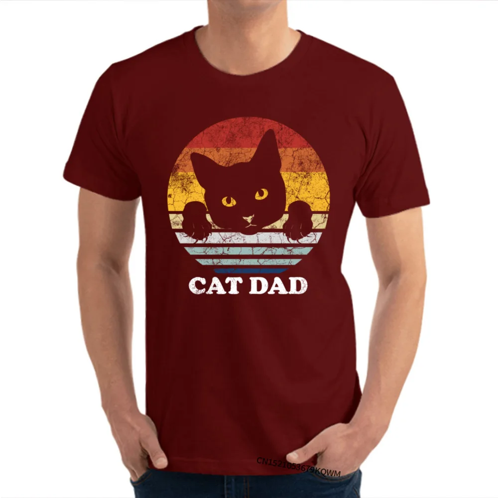 Graphic Mens T Shirt Casual Custom Tops Shirts Pure Cotton Short Sleeve Normal T Shirt Crew Neck Wholesale Cat Dad Matching Couple Outfit Cat Lover Gift maroon