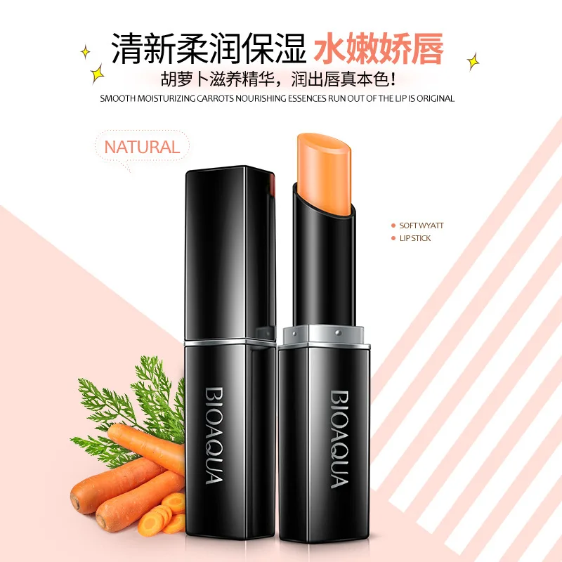 Bioaqua Carotene мягкий цветной бальзам для губ увлажняющий крем освежающий продукты