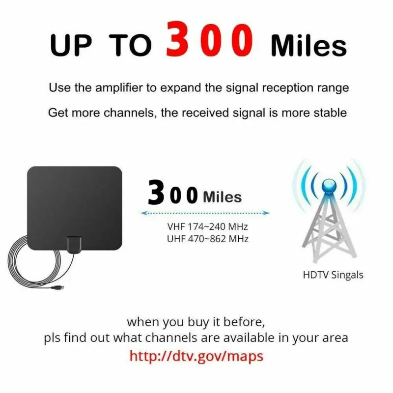 300 миля диапазонная антенна ТВ цифровой HD Skywire Antena цифровой Внутренний, HDTV 1080p Цифровая ТВ антенна 3F01