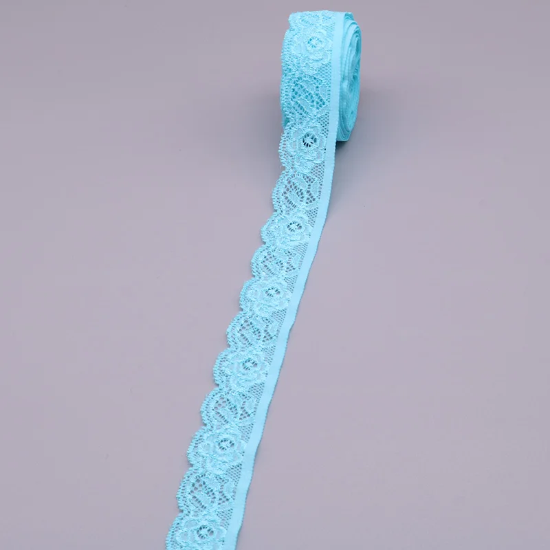 White Embroidered Elastic Lace Ribbon - 10 Yards of 25mm Trim for Sewing, Crafts, and Garment Accessories