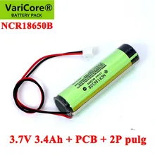 10 pces/batch 3.7v 3.4ah 18650 ncr18650b 3400mah bateria de lítio recarregável, com pwb + 2p plug para bateria elétrica da lâmpada do prego do brinquedo