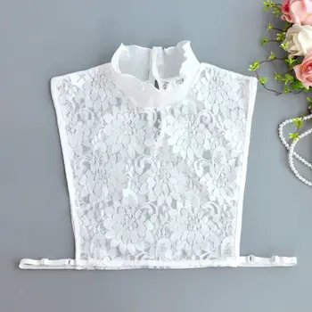 

Ladies Ruffles Turtleneck Fake Collar Sheer Floral Lace Detachable Half-Shirt K4UB