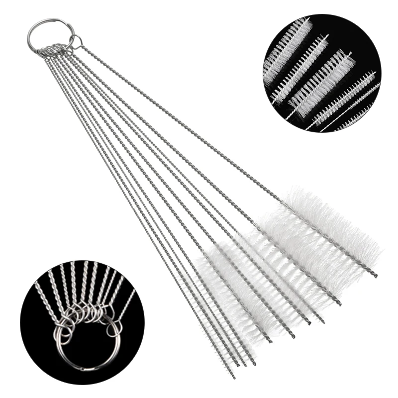 10Pcs Stainless Steel Bottle Cleaning Brushes Nozzle Bottle Tube