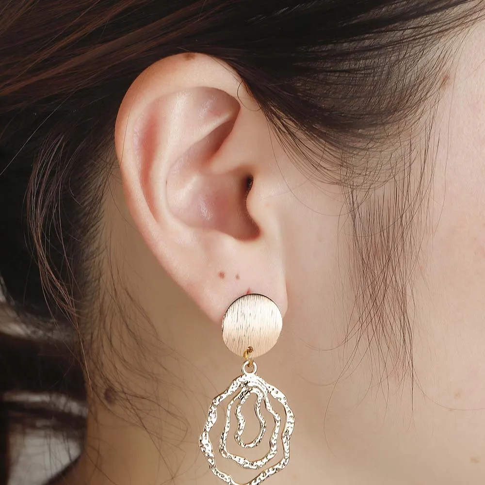 

Chandler Gold Color Circle Round Disc Dangle Earring For Women Girls Exaggerated Personality Femme Homme Geometry Drop Earrings
