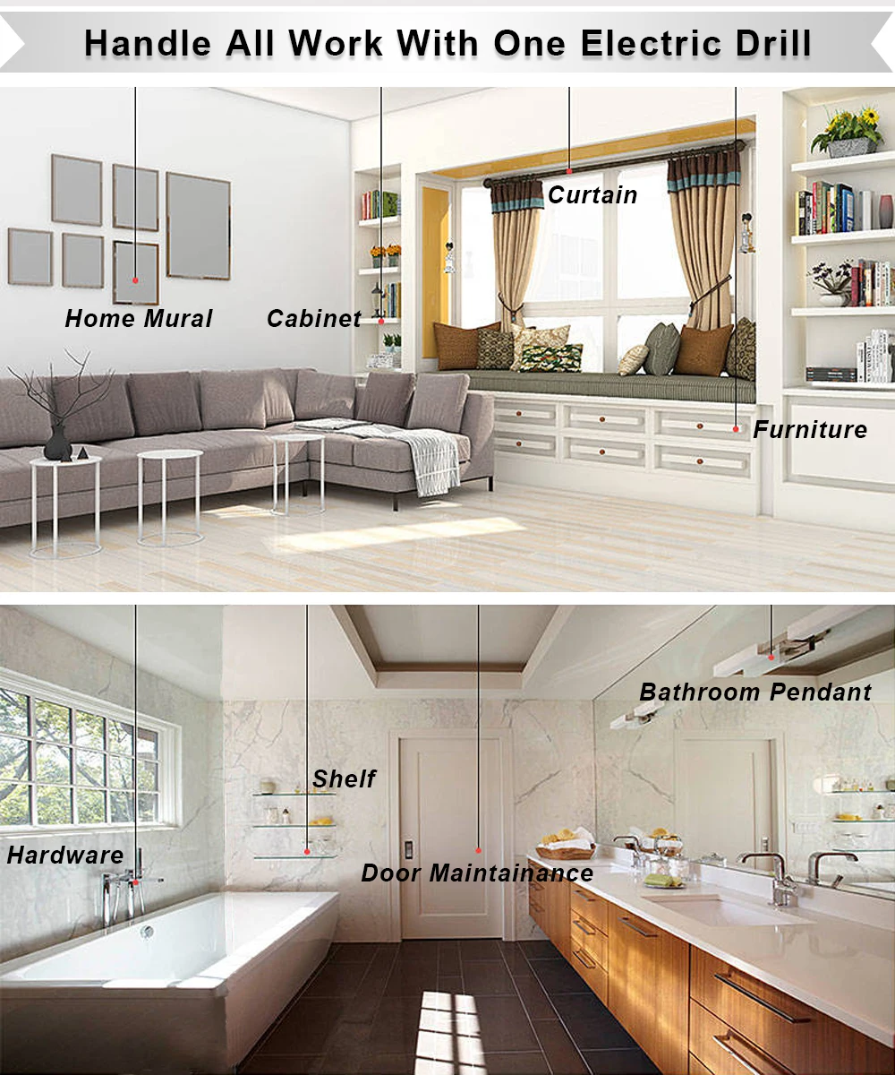 12.6V Screwdriver Drill 2 Speed Battery Drill Electric Tools Electric Drill 35N.m Electric Screwdriver Set For Drilling in Wood