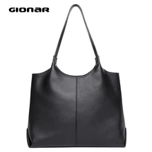 GIONAR из натуральной коровьей кожи сумки-шопперы для женщин Стильные повседневные Черные ручные сумки и кошельки сумка на плечо для работы и путешествий