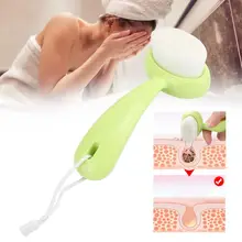 Глубокая чистка с длинной ручкой, Мягкая ручная щетка для чистки лица, кисть для лица зеленого цвета, инструмент для ухода за кожей, инструменты для ухода за лицом, красота