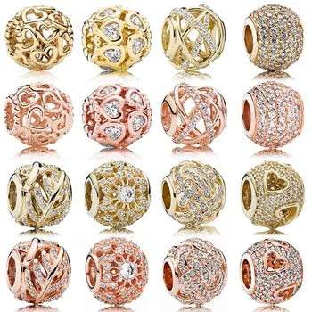 

Real Openwork Rose Gold Inner Radiance Open You Heart Galaxy Charm 925 Sterling Silver Beads Fit Bracelet DIY Jewelry