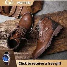 39-49 winter boots leather warm Non-Slip Comfortable winter shoes men#AF3998