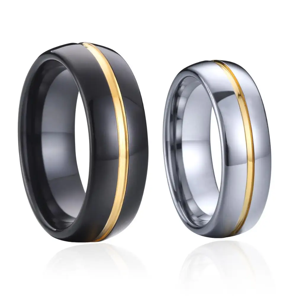 

Marriage Alliances wedding band tungsten carbide rings for men and women couples jewelry black gold color