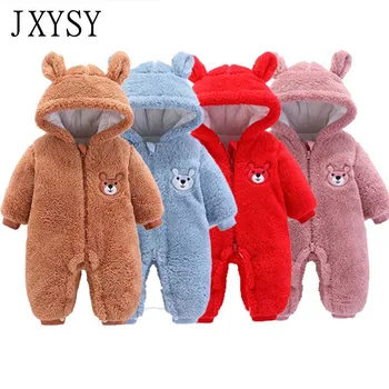

Newborn Baby Romper 2019 Autumn Winter Cartoon Hooded Baby Girl Clothes Warm Thick Baby Boy Jumpsuit Children Toddler Romper