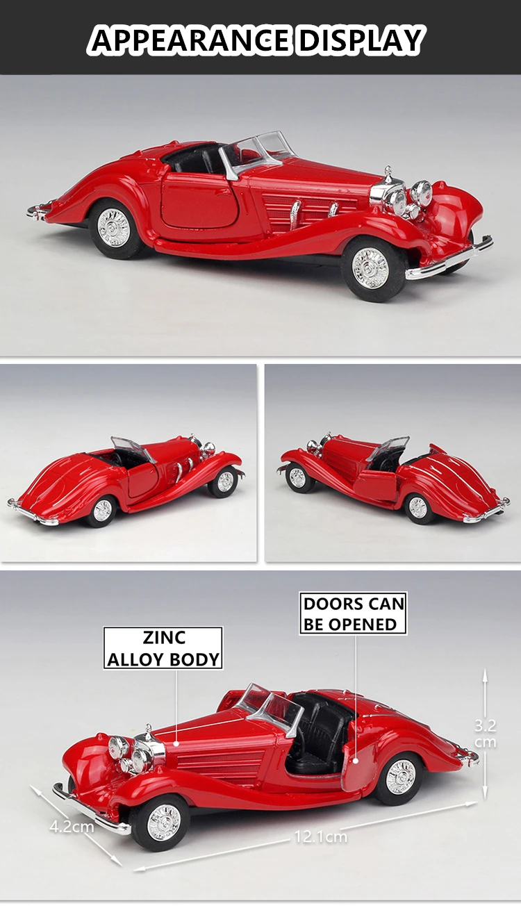 WELLY 1:36 Mercedes-Benz 1936 500K классическая модель машины из сплава, имитационная Коллекция игрушек, вытягивающая автомобиль, коллекция подарков