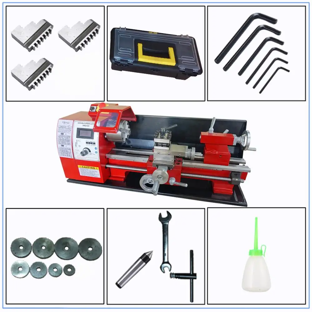 Metal Lathe 1100W Brushless Motor WM 210v400 Mini 38mm Spindle Hole 125mm Chuck