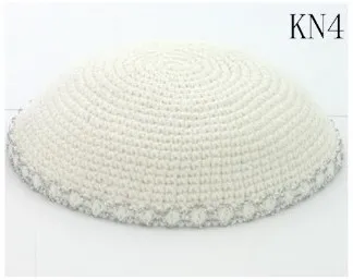 17 см ручной вязки YARMULKE KIPPAH - Цвет: silver lace