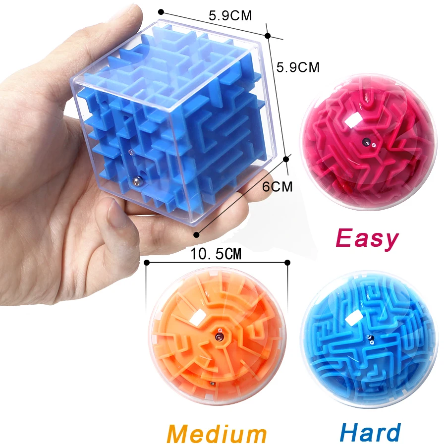 4pcs 3D Magic Cube Puzzle Speed Cube Puzzle Labyrinth Ball Toy Track Maze T^QE 