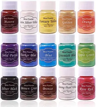 Pearl Mica Powder Epoxy Resin Dye 14 Colors Powder Pigments for DIY Arts, Crafts , Paint, Nail Polish, Soap Making, Coloring Mix 1