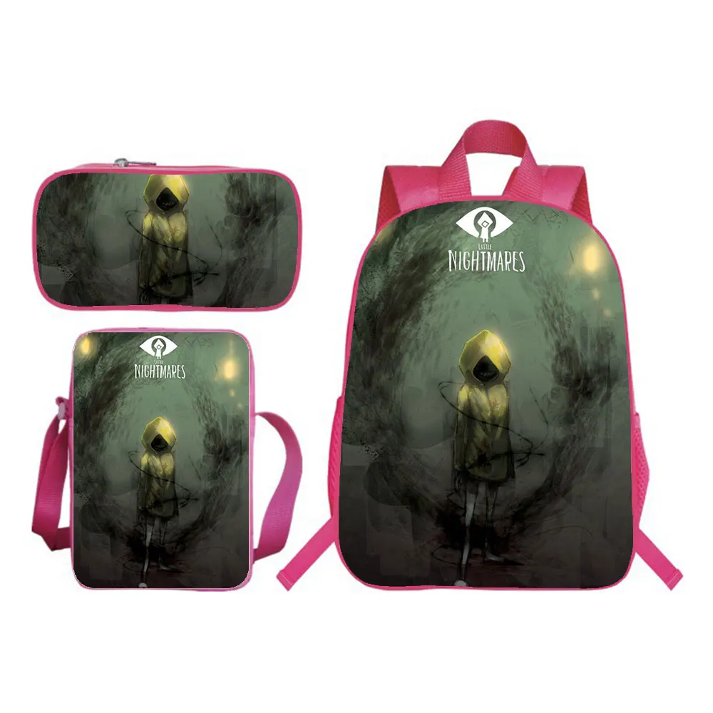 Little Nightmares New Backpack 3pcs Set Boy School Bag Teens Bookbag Kids Rucksack Gift(backpack+shouder Bag+pen Bag)
