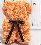 Orange Новинка, подарок на день Святого Валентина, 25 см, красная роза, плюшевый мишка, цветок розы, искусственное украшение, рождественские подарки для женщин, подарок на день Святого Валентина - Цвет: Orange