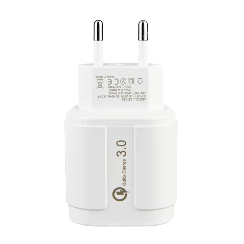 Only EU Charger Для samsung A7 huawei P Smart Y6 Y7 zte LG Android Phone 18 Вт USB зарядное устройство Quick Charge 3,0 адаптер и 1 м Micro usb кабель - Тип штекера: Only EU Charger