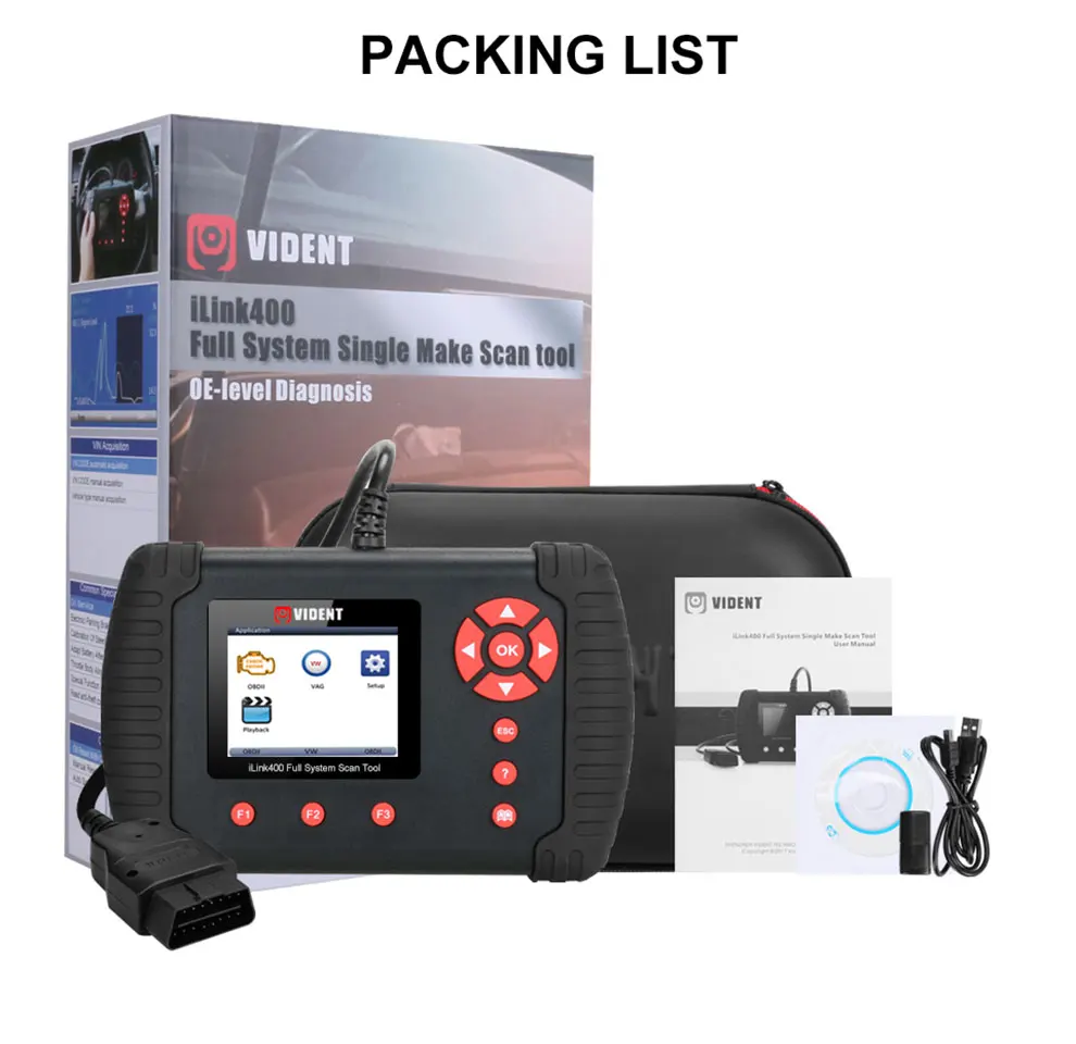 VIDENT iLink400 OBD Автомобильный диагностический сканер OBDII Автомобильная полная система ABS SRS EPB передача DPF Сброс масла Чтение стереть код инструмента