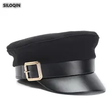SILOQIN новая осенне-зимняя теплая шерстяная армейские кепки модная индивидуальная плоская кепка для женщин трендовая женская брендовая бейсболка с колпаком