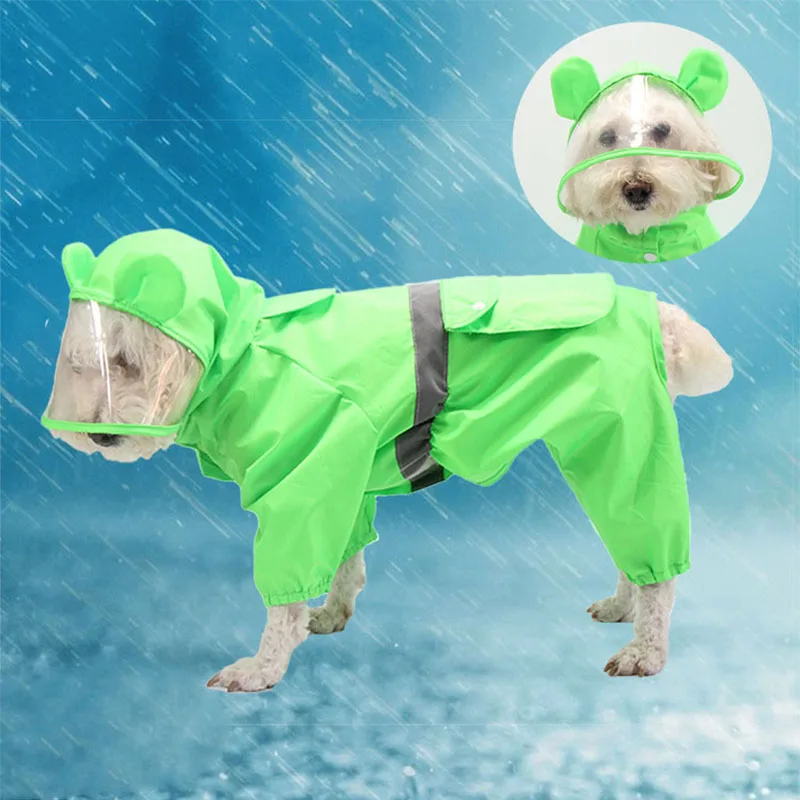 

Small Dog Raincoat Waterproof Puppy Dog Clothes four legs Pet Coat Rain Jacket Reflective Medium dog poncho Breathable Raincoats