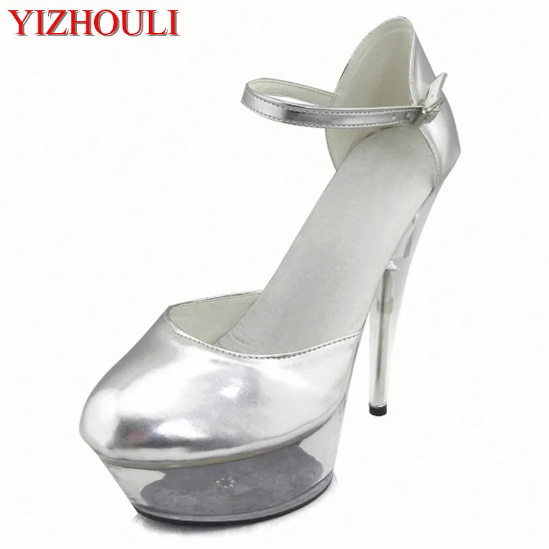 

15cm super high heel, transparent crystal, 6 inch bridal party fashion pole dance heels
