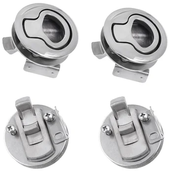 

Stainless Steel Flush Mount Hatch Flush Pull Latch Marine Key Door Lock for Boat Marine RV Hardware Accessory