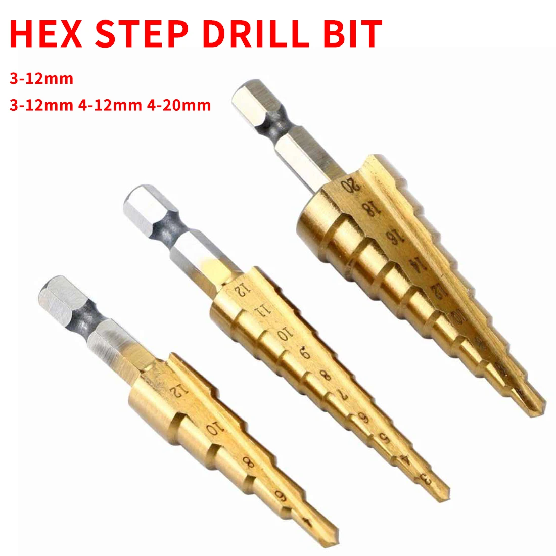  HSS Hex Titanium Cone Drill Bit Hole Cutter For Sheet Woodworking Wood Metal Drilling Power Tools 3