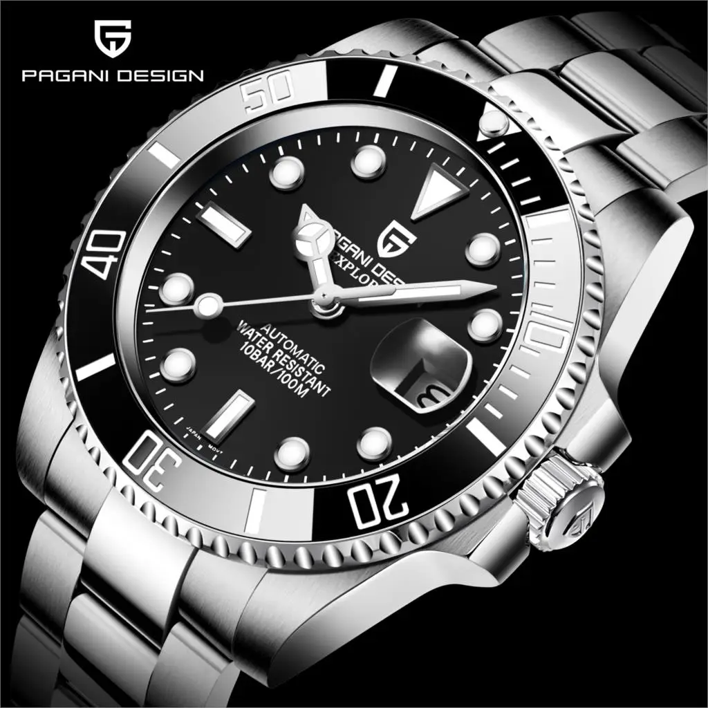 New PAGANI DESIGN Top Brand Men's Sport Mechanical Watches Stainless Steel Sapphire Automatic Clock Reloj Hombre