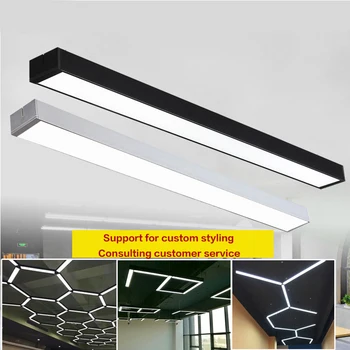 

Modern minimalist restaurant chandelier kitchen bar bar LED hanging line light strip light Nordic minimalist office led square p