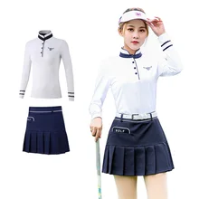 PGM одежда для гольфа женская короткая разделенная Летняя женская плиссированная Венецианская юбка футболка с длинным рукавом платье для гольфа костюм для тенниса