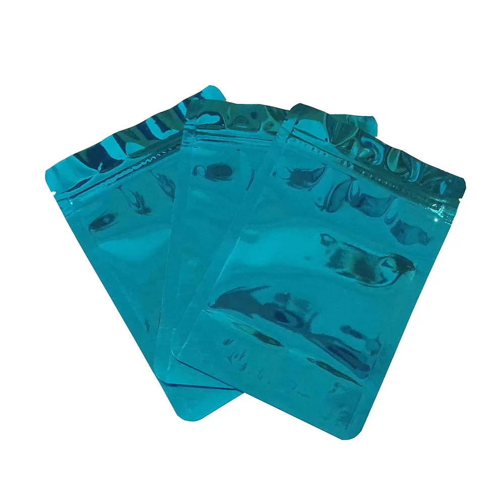 100 шт цветные стойкие многоразовые майларовые пакеты на молнии, мешки из алюминиевой фольги для хранения продуктов, яркие цвета, устойчивые к запаху - Цвет: blue