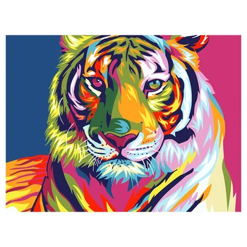 

Digital Painting Colorful Tiger Animals Diy Painting By Numbers Kits Paint on Canvas Hand Painted Oil Paint Home Wall Decor Gift