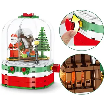 

New Lepining Christmas Tree Santa Claus Winter Village Train Building Blocks Figure Toys For Children Xmas Gifts Christmas Decor