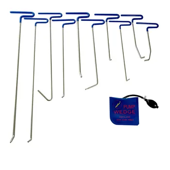 Best 11pcs Dent Repair Rods Hooks Car Crowbar Pump Wedge Dent Repair Toolkit Paintless Dent Repair Tools Dent Removal Tool Set