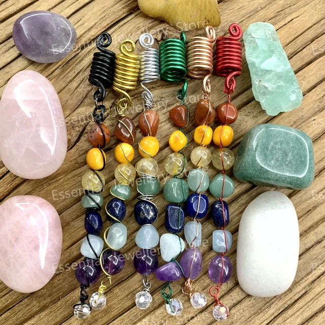 Colored Natural Stone Pendant Hair Jewelry For Braids Crystal Dreadlock  Accessories Hair Charms Women Headwear Dangle Dreadlock