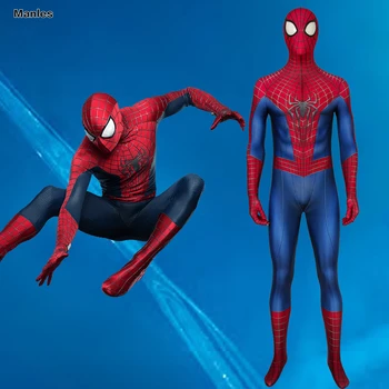 

Marvel The Amazing Spider-Man Costume Peter Parker Spiderman Cosplay Adult Halloween Carnival Bodysuit Zentai Male Mask Party 4D