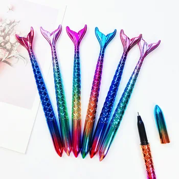 

48pcs/lot Creative style beautifu fish mermaid gel pen school student office stationery sign pen black ink girl gift pen