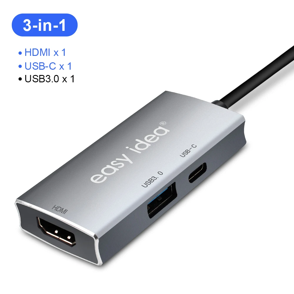 USB C концентратор Тип C 3,1 адаптер разветвитель Мульти USB 3,0 HDMI VGA RJ45 порт несколько USB-C Hab расширитель USB C док-станция для Macbook Pro - Цвет: 3 in 1 HDMI