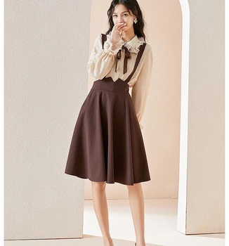 

Fall 2020 new style trumpet sleeve shirt strap skirt two-piece female fashion western suit female