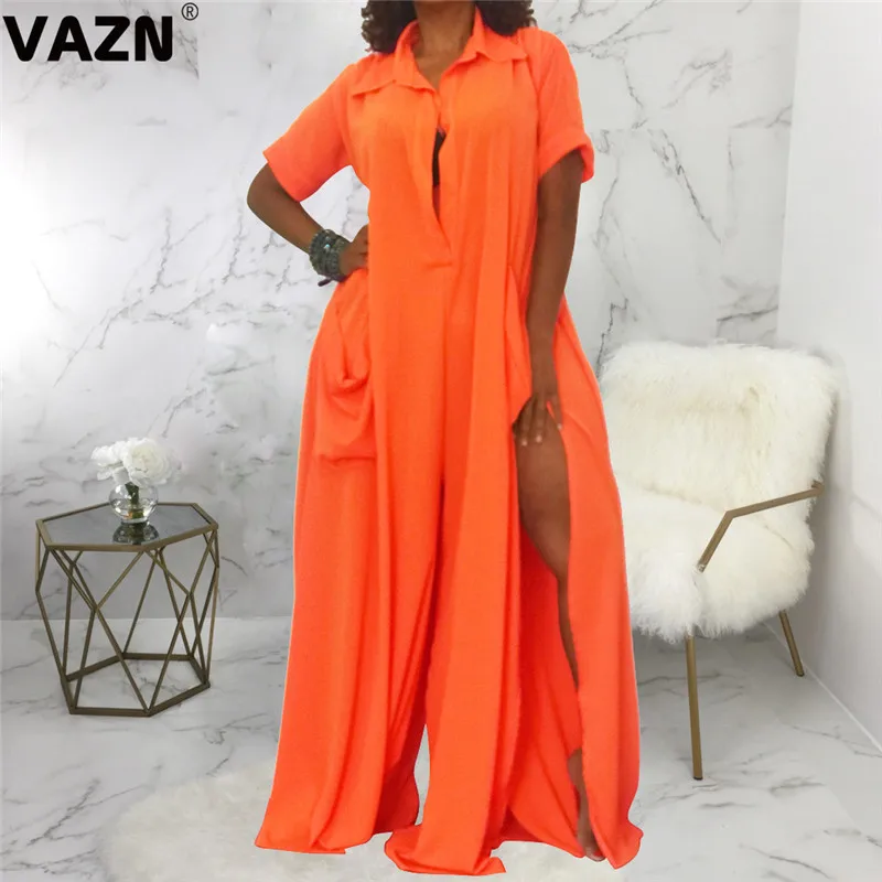 short sleeve orange jumpsuit