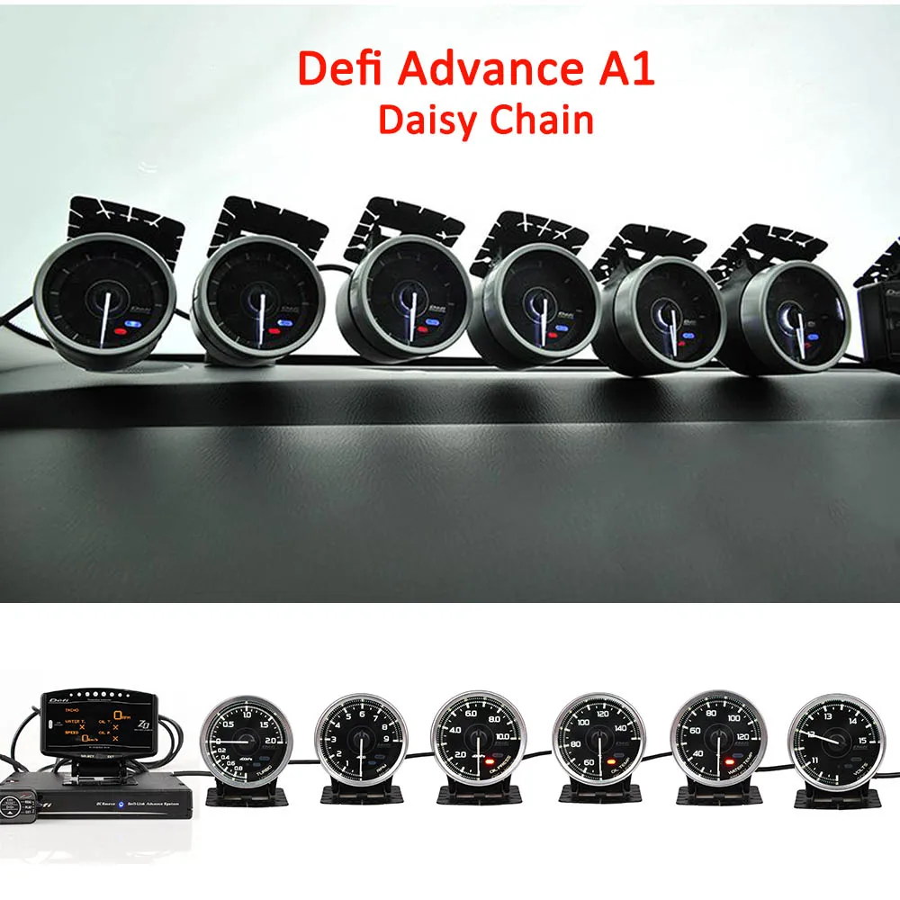 

Defi Advance A1 Defi Link System Daisy Chain Auto Gauge ZD+6 gauges Volt Water Temp Oil Temp Oil Press Tachometer RPM Turbo