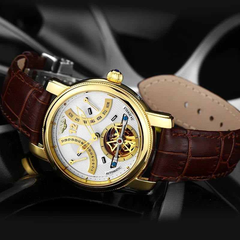 GUANQIN GJ16009 часы для мужчин люксовый бренд Tourbillon автоматические водонепроницаемые золотые брендовые механические часы наручные часы из нержавеющей стали