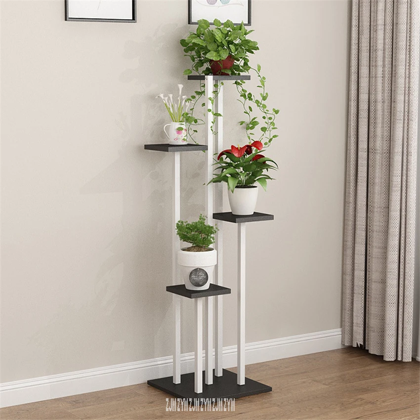 white rack black ZD14-Tier деревянная полка для растений из перголы, ДСП, стальная рама, напольная полка из дерева, цветочный стеллаж для гостиной, балкона, держатель для цветочного горшка - Цвет: white rack black