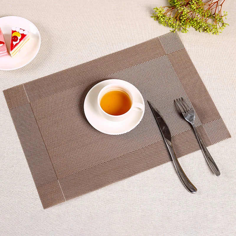 Rectangle PVC Coasters Stand For hot pot Coaster Dining Table placemat Slip Insulation Pad heat resistant Plastic Pan Table Mat - Цвет: Khaki